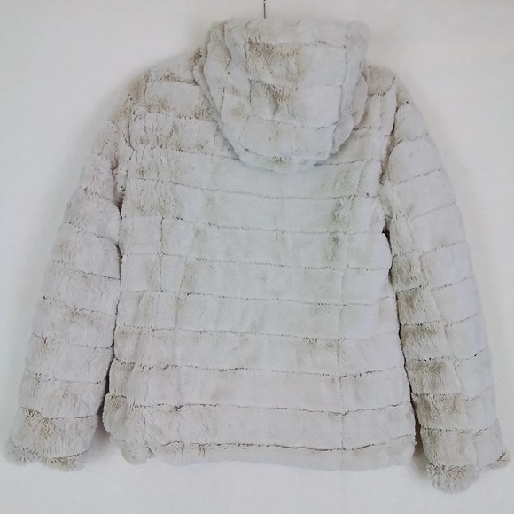NY&Co Reversable Faux Fur Packable Down Coat Size Medium in Soft Beige - Picture 2 of 16